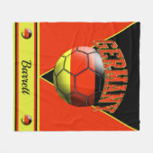ドイツ国旗のサッカーボール | 名前 フリースブランケット (正面(横))