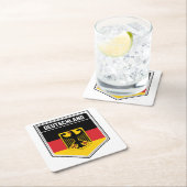 ドイツ国旗のシールド スクエアペーパーコースター (インサイチュ)