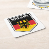 ドイツ国旗のシールド スクエアペーパーコースター (アングル)