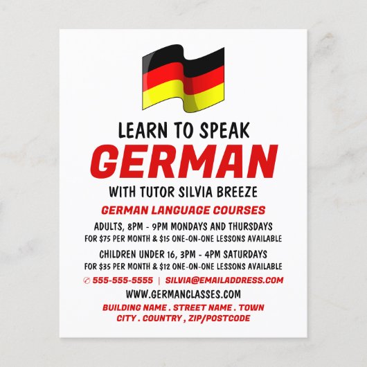 ドイツ国旗のデザイン、ドイツ語コース広告 チラシ (正面)