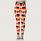 ドイツ国旗のハートパターン愛国的なドイツプライド レギンス (正面)