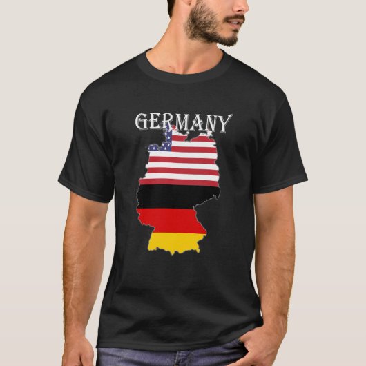 ドイツ国旗の地図USA祖先 Tシャツ (正面)