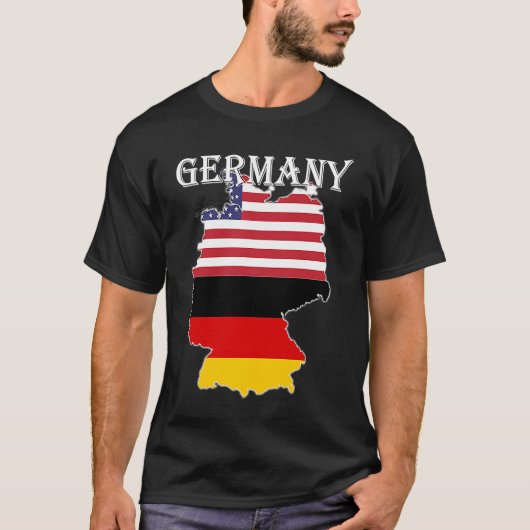 ドイツ国旗の地図USA祖先 Tシャツ (正面)
