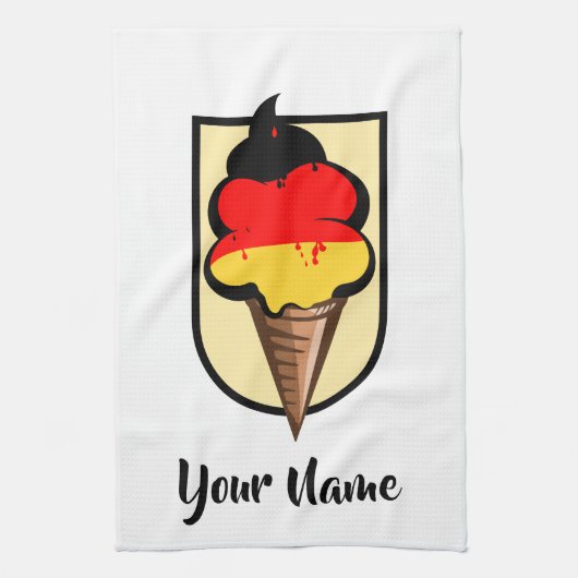 ドイツ国旗の夏アイスクリーム キッチンタオル (縦)