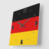 ドイツ国旗の愛国心 スクエア壁時計 (傾斜)