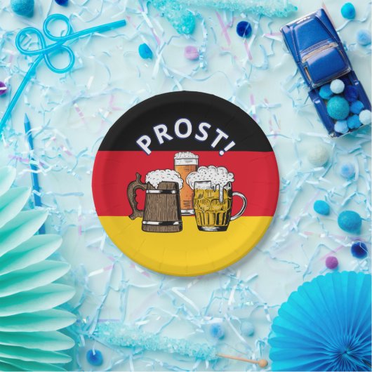 ドイツ国旗の漫画応援ビーズプロスト ペーパープレート (パーティー)