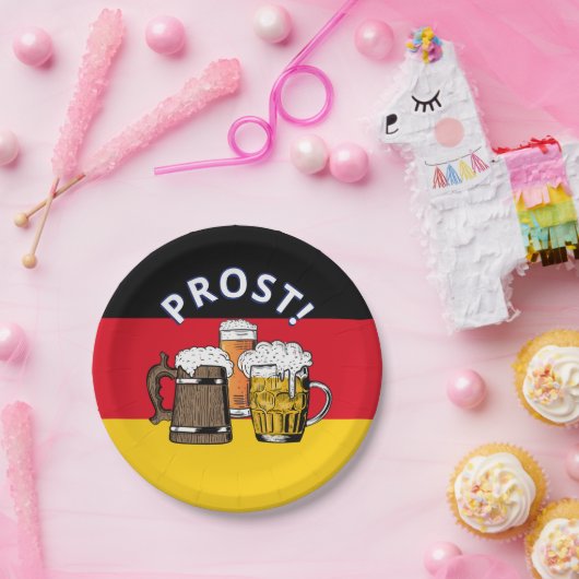 ドイツ国旗の漫画応援ビーズプロスト ペーパープレート (パーティー)