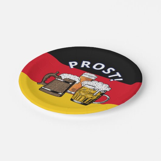 ドイツ国旗の漫画応援ビーズプロスト ペーパープレート (アングル)
