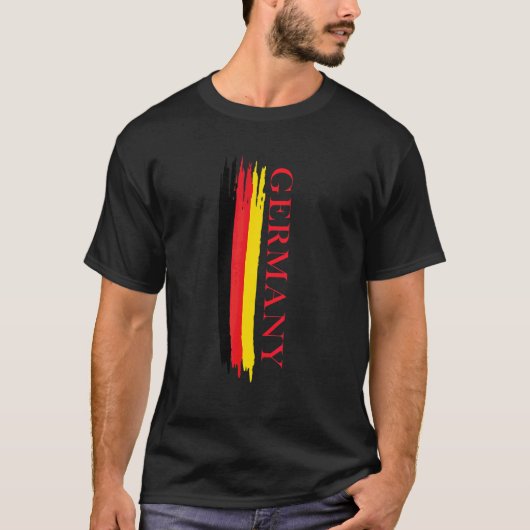 ドイツ国旗の色のストライプ Tシャツ (正面)