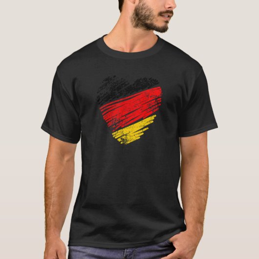 ドイツ国旗の色のハート Tシャツ (正面)