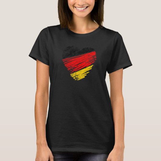 ドイツ国旗の色のハート Tシャツ (正面)