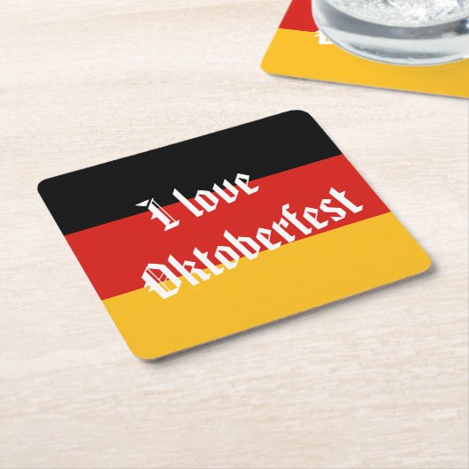 ドイツ国旗の色+アイディア スクエアペーパーコースター (アングル)