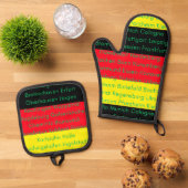 ドイツ国旗の色（都市） 鍋つかみ&鍋敷きセット (トップダウン)