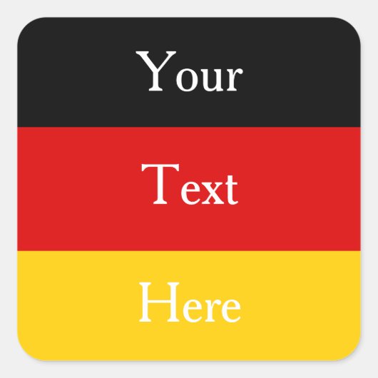 ドイツ国旗の色（黒）赤金ゴールド パーソナライズされた スクエアシール (正面)