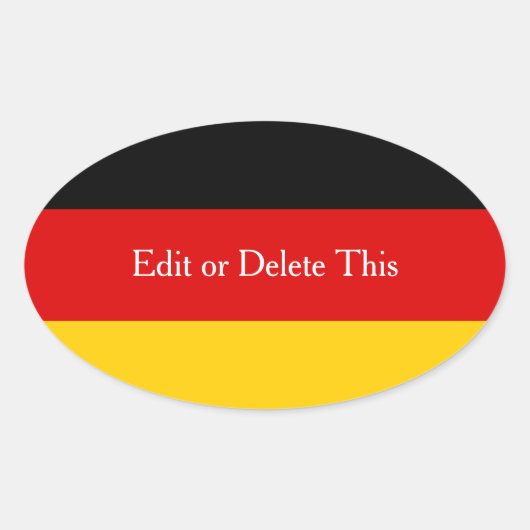 ドイツ国旗の色（黒）赤金ゴールド パーソナライズされた 楕円形シール (正面)