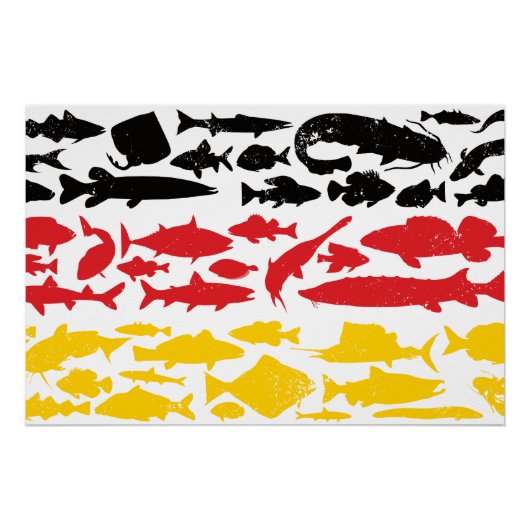 ドイツ国旗の魚製 – アングル魚釣りデザイン ポスター (正面)