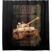 ドイツ国旗を持つドイツのTiger I重戦車WWII シャワーカーテン (正面)