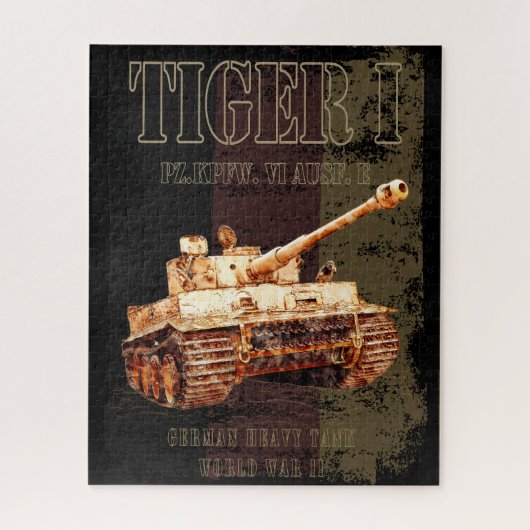 ドイツ国旗を持つドイツのTiger I重戦車WWII ジグソーパズル (縦)