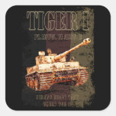ドイツ国旗を持つドイツのTiger I重戦車WWII スクエアシール (正面)
