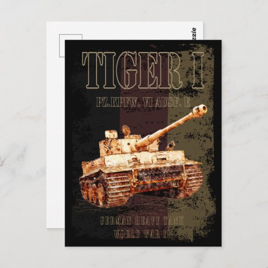 ドイツ国旗を持つドイツのTiger I重戦車WWII ポストカード (正面/裏面)