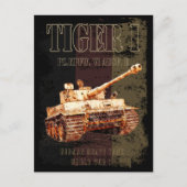 ドイツ国旗を持つドイツのTiger I重戦車WWII ポストカード (正面)