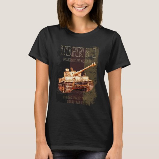 ドイツ国旗を持つドイツのTiger I重戦車WWII Tシャツ (正面)