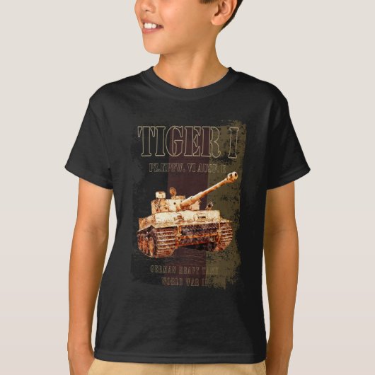 ドイツ国旗を持つドイツのTiger I重戦車WWII Tシャツ (正面)