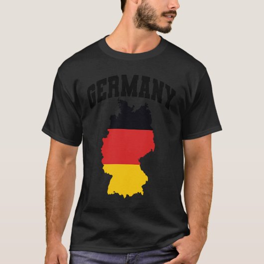 ドイツ国旗を持つ地図 Tシャツ (正面)