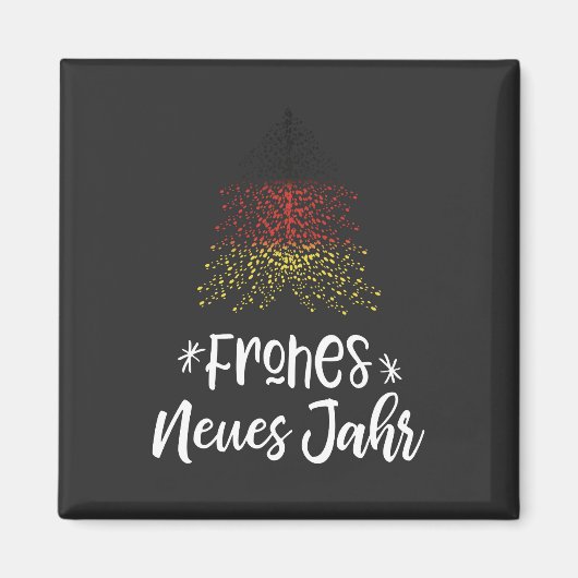 ドイツ国旗を持つ新年のクリスマスツリーの幸せ マグネット (正面)