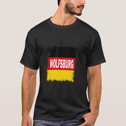 ドイツ国旗を持つWolfsburgドイツ Tシャツ (正面)