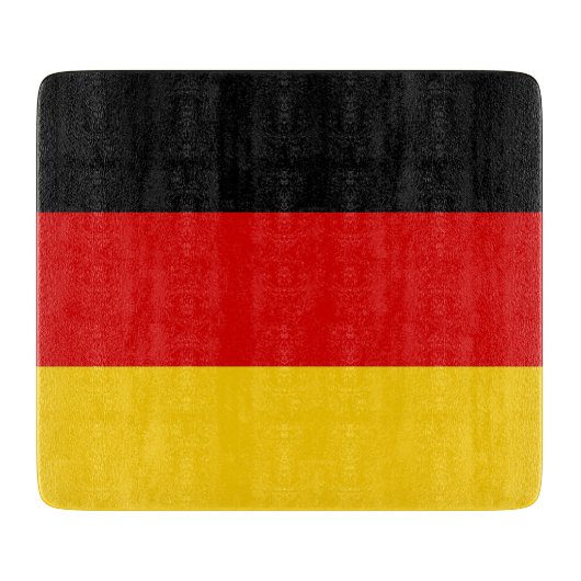 ドイツ国旗を掲げた小さなガラス板 カッティングボード (正面)