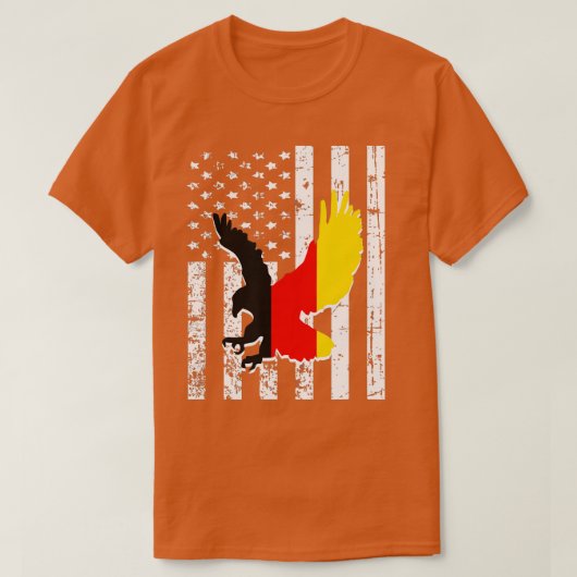 ドイツ国旗イーグルヴィンテージ米国国旗 Tシャツ (デザイン正面)