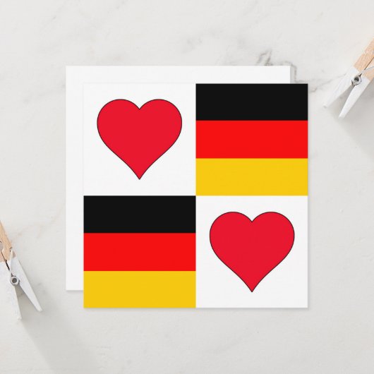 ドイツ国旗ハート愛国的なドイツの挨拶 カード (正面/裏面インサイチュ)