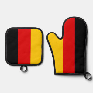 ドイツ国旗ブラックレッド金ゴールドドイツ国旗 鍋つかみ&鍋敷きセット