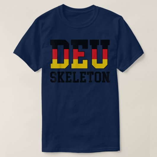ドイツ国旗ミュシャドイツDEUスケルトン Tシャツ (デザイン正面)