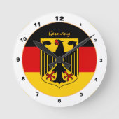 ドイツ国旗、イーグル&ドイツファッション/デザイン時計 ラウンド壁時計 (正面)
