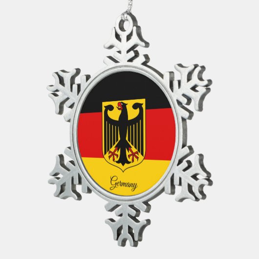 ドイツ国旗 スノーフレークピューターオーナメント (右)