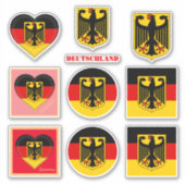 ドイツ国旗、ハート/スポーツ シール (正面)