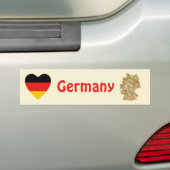 ドイツ国旗 ハート + 地図 バンパーステッカー (車上)