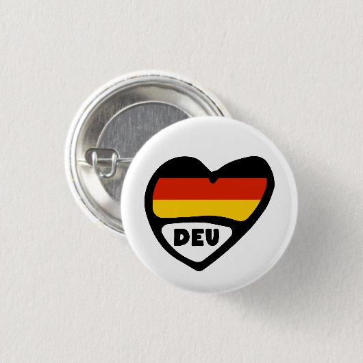 ドイツ国番号の旗のハートPinのバッジ、DEU 缶バッジ (正面&裏面)