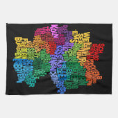 ドイツ地図の文字地図 キッチンタオル (横)