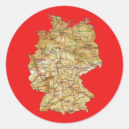 ドイツ地図ステッカー ラウンドシール (正面)