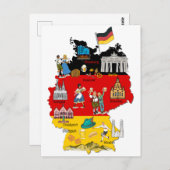 ドイツ地図、オクトーバーフェスト、主要都市 ポストカード (正面/裏面)