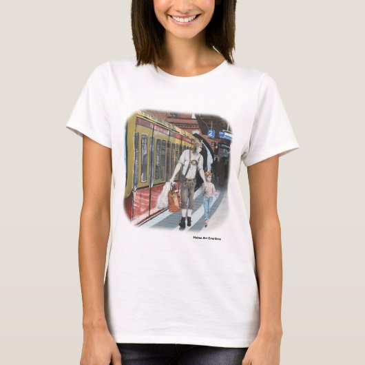 ドイツ小妖精や小人ファミリーショッピングトリップファンタジーTシャツ Tシャツ (正面)