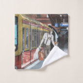 ドイツ小妖精や小人ファミリーショッピングファンタジーアートバスタオル バスタオルセット (ウォッシュタオル)