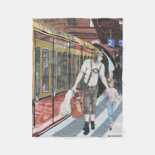 ドイツ小妖精や小人ファミリーショッピングファンタジーアートブランケット フリースブランケット (正面)