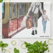 ドイツ小妖精や小人ベルリンショッピングファンタジーキッチンタオル キッチンタオル (折り畳み)