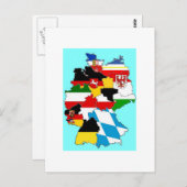 ドイツ州旗の地図 ポストカード (正面/裏面)