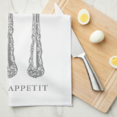 ドイツ引用文キッチンタオル、フォーク、スプーン、ナイフ キッチンタオル (四つ折り)