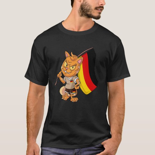 ドイツ応援猫 Tシャツ (正面)